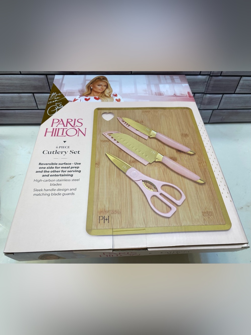 Paris Hilton ❤️ 6Pc Cutlery Set  Cutlery Set & Bamboo Cutting Board New